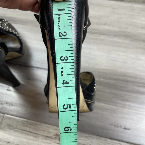 Michael Kors Astor Quarter Strap Heels Women's Black Silver Studs 9 - Picture 7 of 8